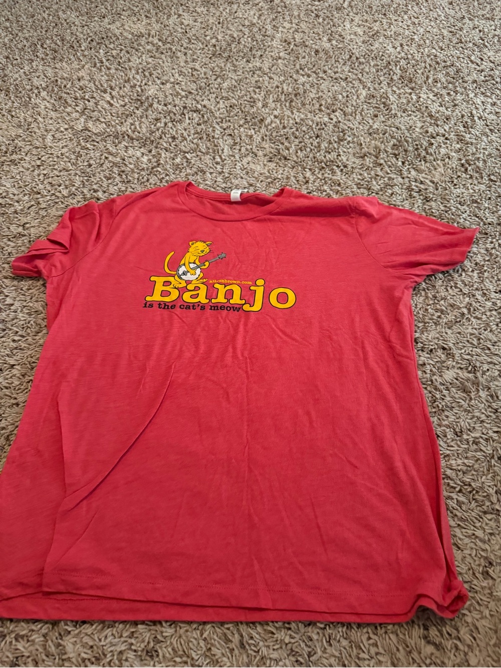 Bella Canvas Red Tee with Yellow Cat Banjo Graphic